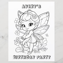 Lámina Cute garden fairy birthday coloring activity 