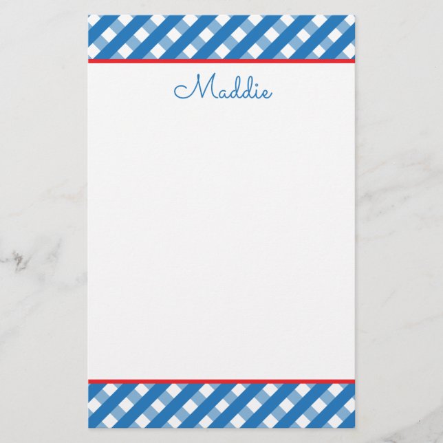 Lámina Cute Gingham Personalized Stationery (Anverso)