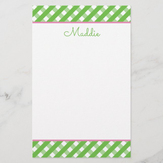 Lámina Cute Gingham Personalized Stationery (Anverso)