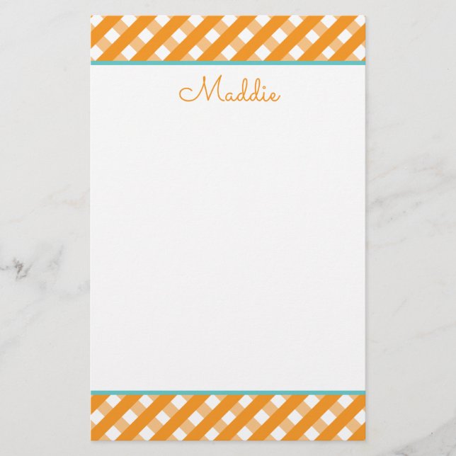 Lámina Cute Gingham Personalized Stationery (Anverso)