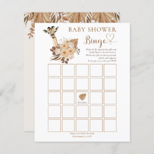 Lámina Cute Giraffe Boho Grasas Secas Bingo Baby Shower