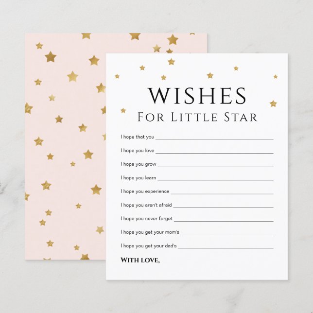Lámina Cute Gold Stars Wish for Baby Advance Card (Anverso / Reverso)