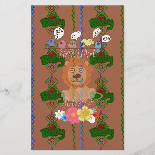 Lámina Cute gracioso Rey del León Bebé: Diseño de Hakuna  (Anverso)