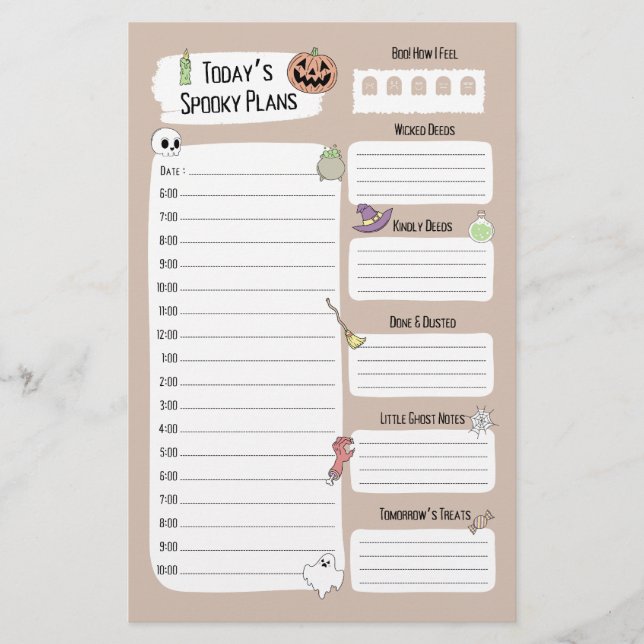 Lámina Cute Halloween Daily Planner Sheet (Anverso)