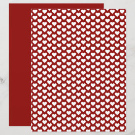 Lámina Cute Heart Pattern Scarlet Red Scrapbook Paper