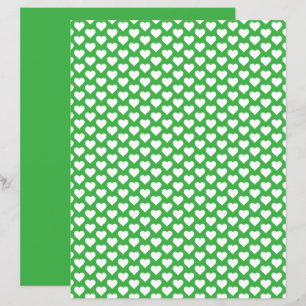 Lámina Cute Hearts Pattern Green Scrapbook Paper