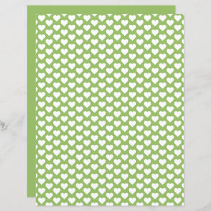 Lámina Cute Hearts Pattern Olive Green Scrapbook Paper