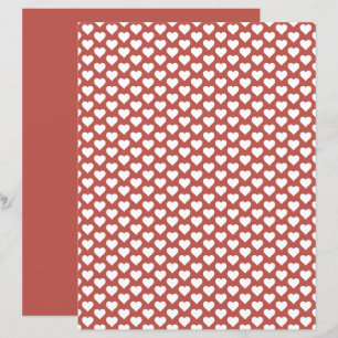 Lámina Cute Hearts Pattern Papel Rubor Red Scrapbook