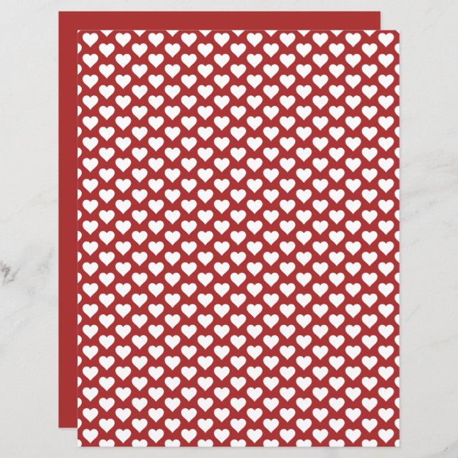 Lámina Cute Hearts Pattern Red Scrapbook Paper (Anverso / Reverso)