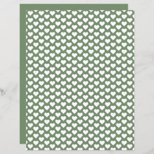Lámina Cute Hearts Pattern Sage Green Scrapbook Paper