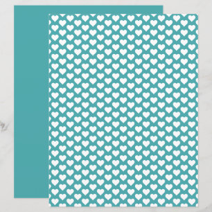 Lámina Cute Hearts Pattern Verde azulada Scrapbook Paper