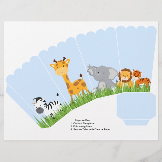 Lámina Cute Jungle Animals Boy Scallopcorn Box (Anverso)