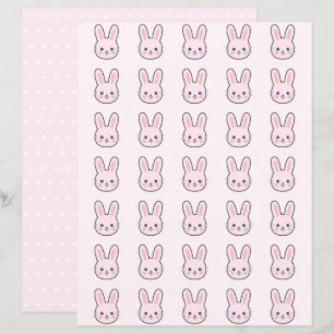 Lámina Cute Kawaii Bunny Polka Rosa Dots Papel de cuadern