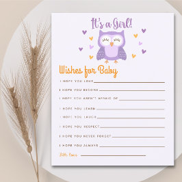 Lámina Cute Owl Baby Shower Girl  Boho Style