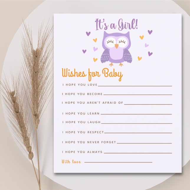 Lámina Cute Owl Baby Shower Girl  Boho Style (Subido por el creador)