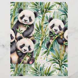 Lámina Cute Pandas y Bambú