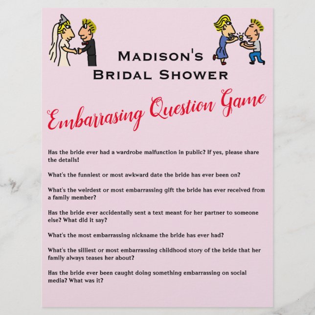 Lámina Cute Pareja ✨ juego divertido de ducha de novia (Anverso)