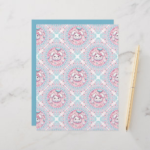 Lámina Cute Pastel Kawaii Bunny Dot Mandala Diamond Tile