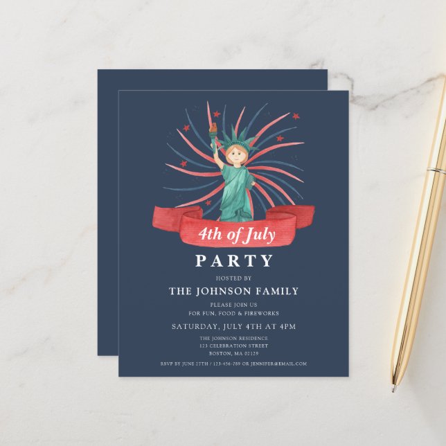 Lámina Cute Patriótico Rojo Blanco y Azul 4 de Julio (Anverso/Reverso In Situ)