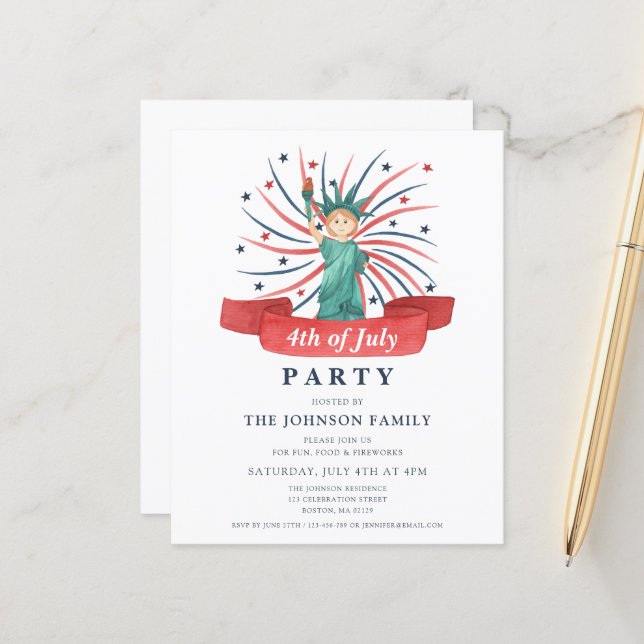 Lámina Cute Patriótico Rojo Blanco y Azul 4 de Julio (Anverso/Reverso In Situ)