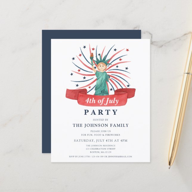 Lámina Cute Patriótico Rojo Blanco y Azul 4 de Julio (Anverso/Reverso In Situ)