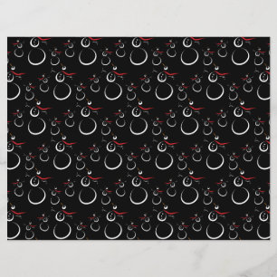 Lámina Cute Patrón de Muñeco de Nieve de Invierno Negro