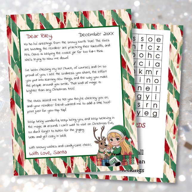 Lámina Cute Personalized Letter from Santa | Word Search (Subido por el creador)