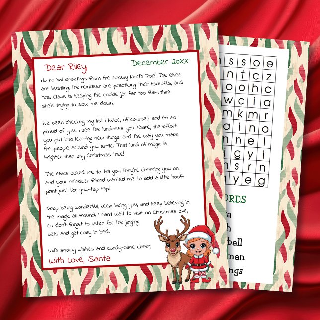 Lámina Cute Personalized Letter from Santa | Word Search (Subido por el creador)