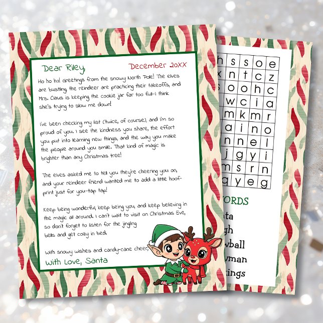 Lámina Cute Personalized Letter from Santa | Word Search (Subido por el creador)