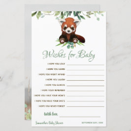 Lámina Cute Red Panda Baby Shower Game Wings for baby