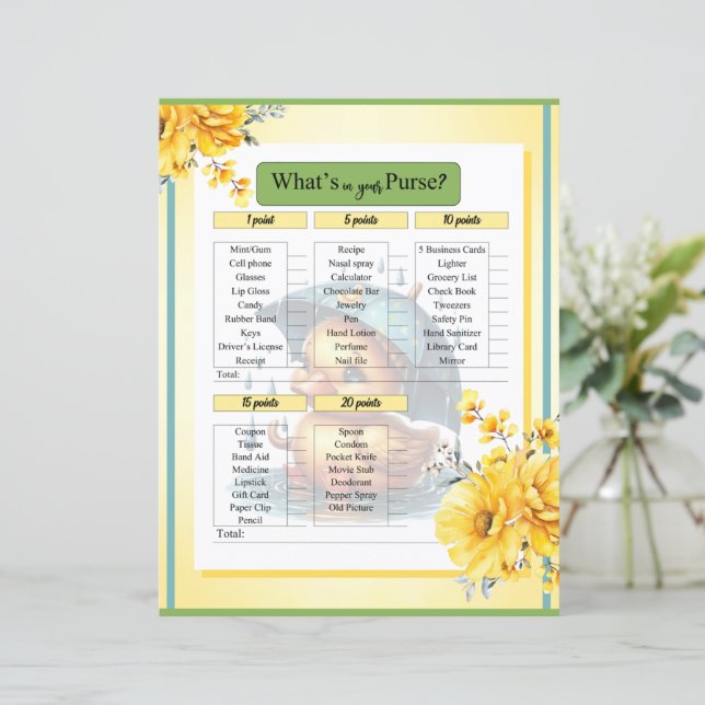 Lámina Cute Ruber Duck Baby Shower en tu juego de bolso (Anverso de pie)