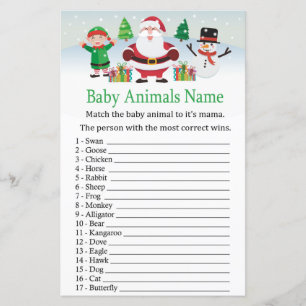 Lámina Cute Santa Bebé Animales Nombre Juego Ducha de beb