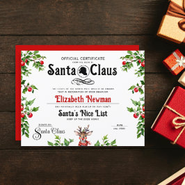 Lámina Cute Santa Naughty Nice LIst Certificado Oficial