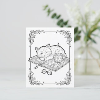 Lámina Cute Sleeping Cat Coloring Page