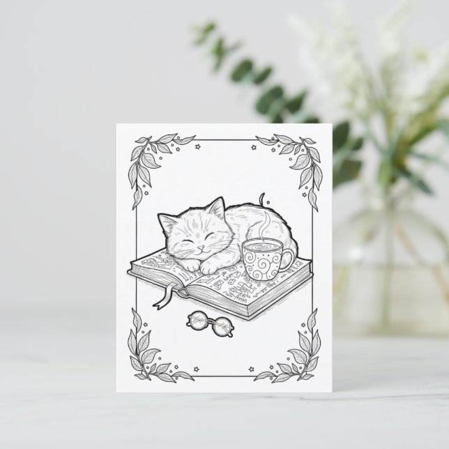 Lámina Cute Sleeping Cat Coloring Page (Anverso de pie)
