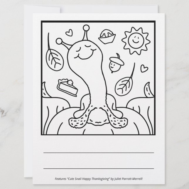 Lámina Cute Snail Happy Thankending Coloring Page (Anverso)