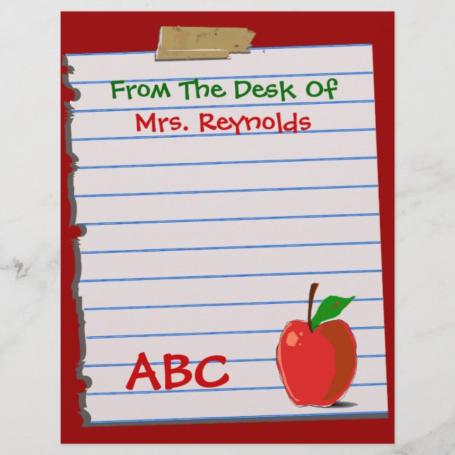 Lámina Cute Teacher Stationery (Anverso)