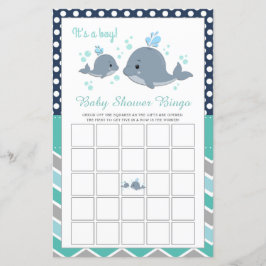 Lámina Cute Whale Shower Baby Shower Bingo Game Card