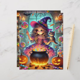 Lámina Cute Whimsical Witch Halloween Tratos Scrapbook