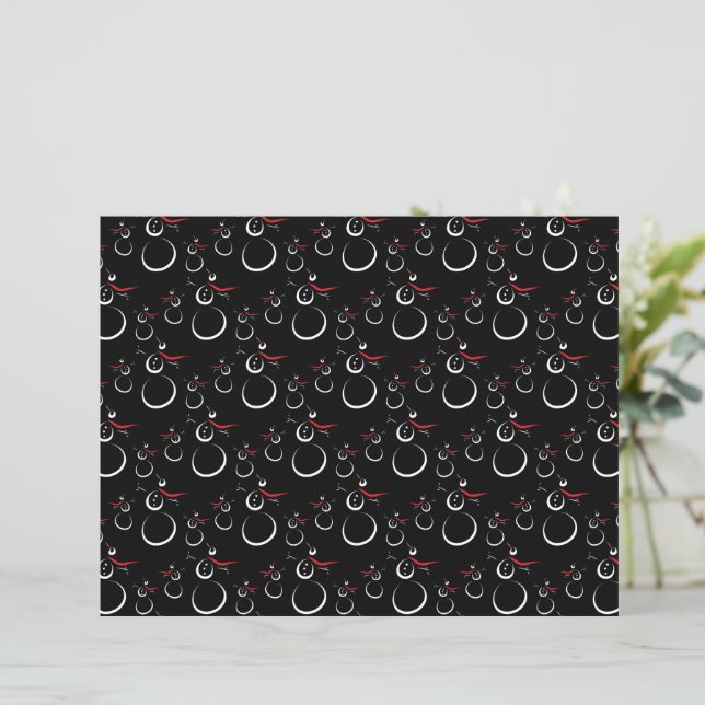 Lámina Cute Winter Snowman Pattern Black (Anverso de pie)