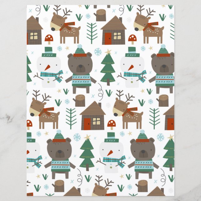 Lámina Cute Winter Woods Scrapbook Paper (Anverso)