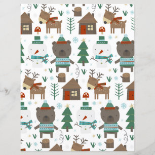 Lámina Cute Winter Woods Scrapbook Paper