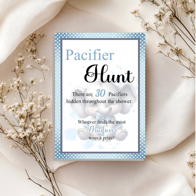 Lámina Cutie Blue Elephant Baby Shower Pacifier Hunt Game (Subido por el creador)