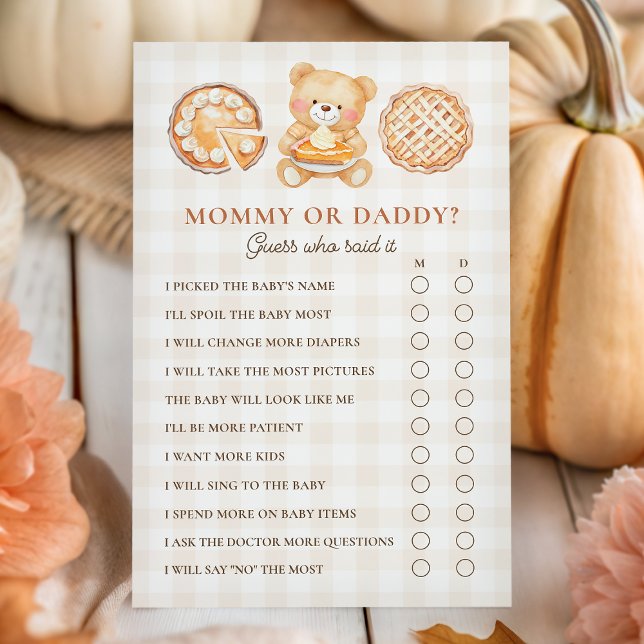 Lámina Cutie Pie Fall Baby Shower Mommy or Daddy Game (Subido por el creador)