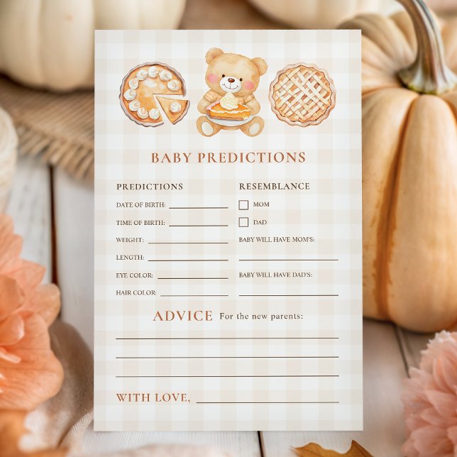 Lámina Cutie Pie Fall Baby Shower Predictions Advice Game (Subido por el creador)