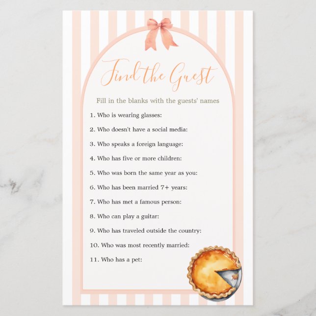 Lámina Cutie Pie Naranja Gingham Encuentra Al Invitado (Anverso)