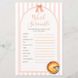 Lámina Cutie Pie Naranja Gingham Shower Word Scramble Gam