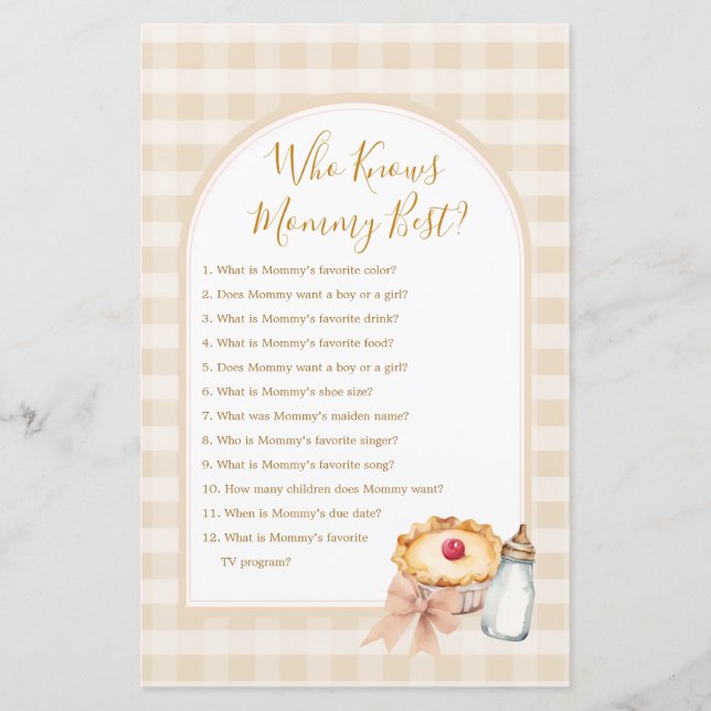 Lámina Cutie Pie Pastel Gingham Que Conoce A Mamá Mejor J (Anverso)