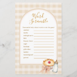 Lámina Cutie Pie Pastel Gingham Shower Word Scramble Game