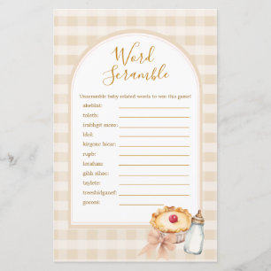 Lámina Cutie Pie Pastel Gingham Shower Word Scramble Game